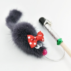 Игрушка для кошки «Мышка с бантиком» на веревке						