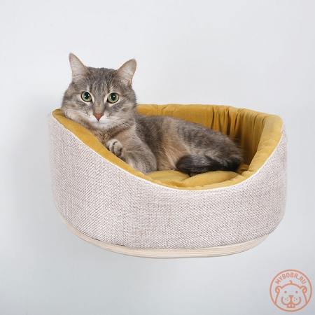 настенная полочка с лежанкой   «Йори-2» для кошек из мебельного флока на сайте "Мы Бобры"
