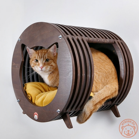 «Ханикамо 2.0» домик для кошки напольный с лежанкой из мебельного флока на сайте "Мы Бобры"