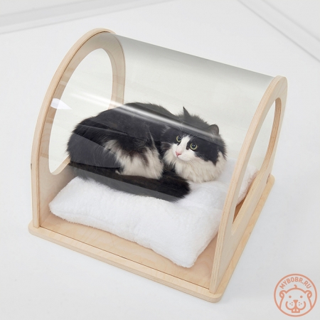 «Кетсанай» домик для кошки напольный с лежанкой из флисаа на сайте "Мы Бобры"