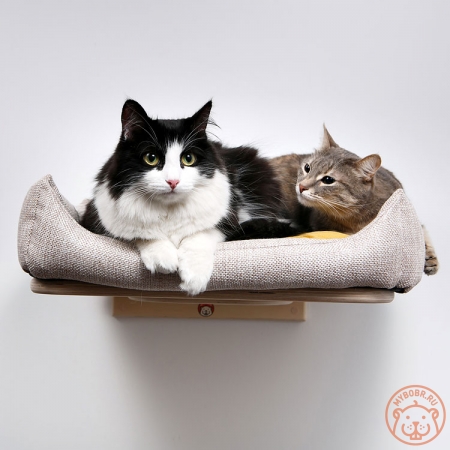 Полочка-лежанка настенная для кошек «Риоко»  для кошек из мебельного флока 